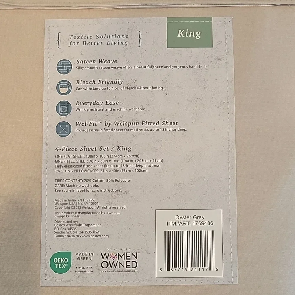 Wel Home 4-piece Sheet Set Cotton-rich blend